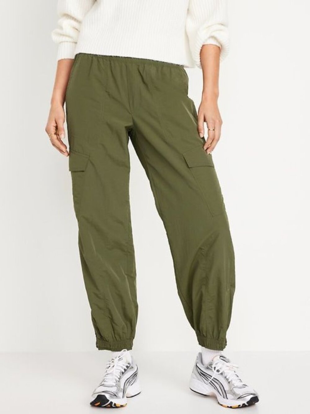 Old Navy Cargo Jogger Pants Women Medium Olive Green Quick Dry Utility Athleisur
